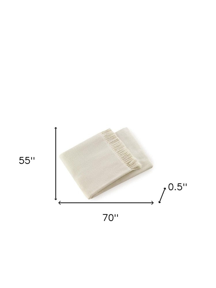 Soft Creamy White Links Pattern Throw Blanket on a white background