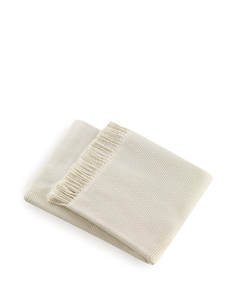 Soft Creamy White Links Pattern Throw Blanket on a white background