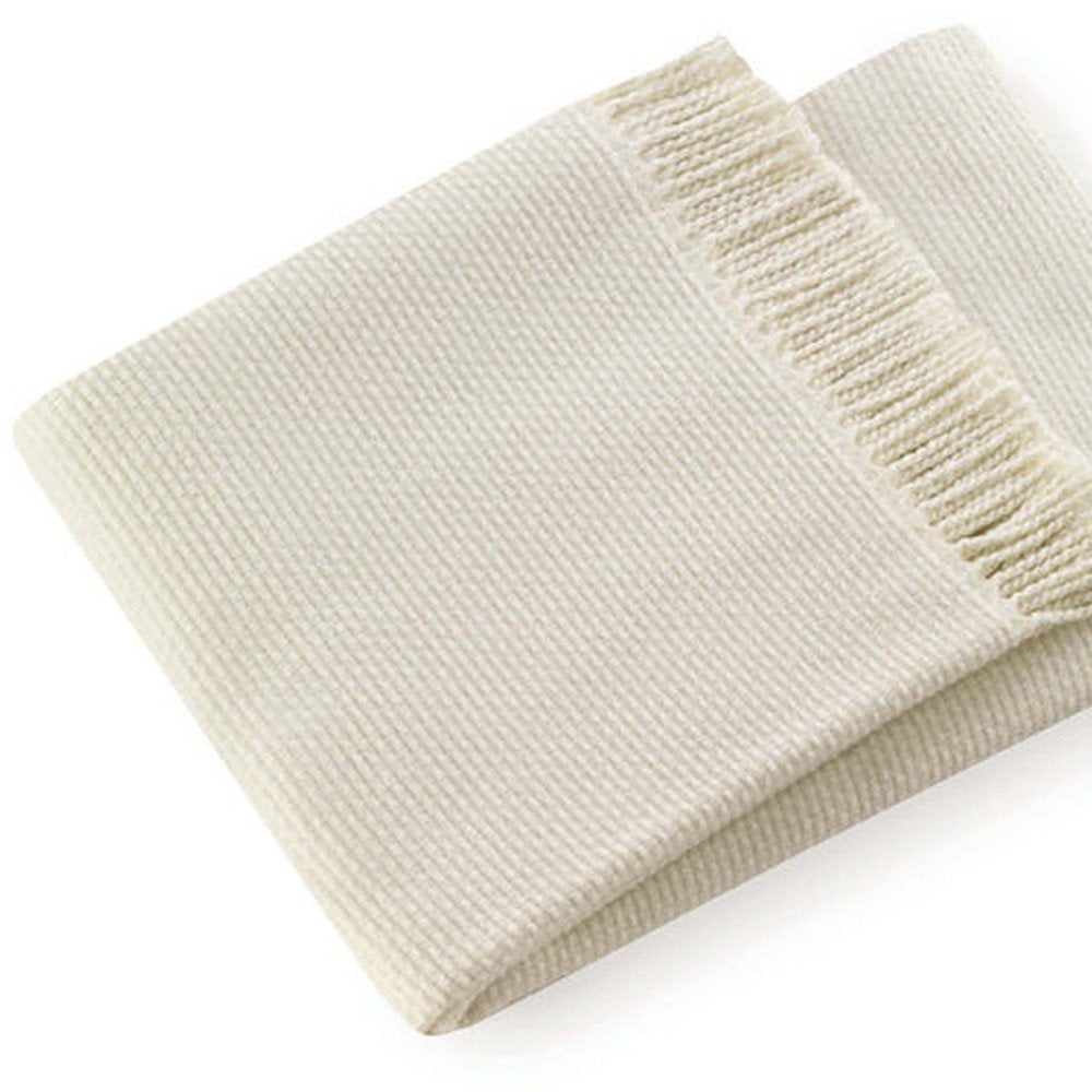 Soft Creamy White Links Pattern Throw Blanket on a white background
