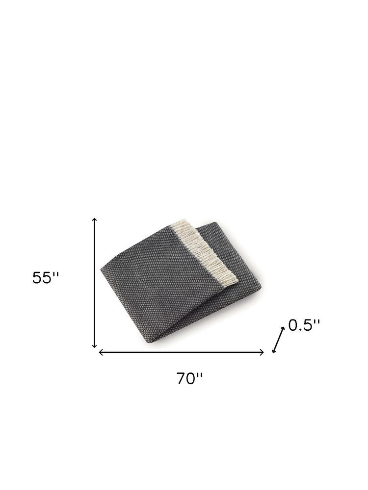 Soft Dark Gray Links Pattern Throw Blanket on a white background