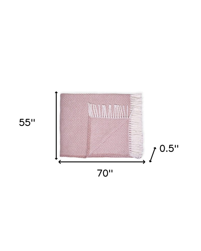 Soft Dusty Rose Links Pattern Throw Blanket on a white background