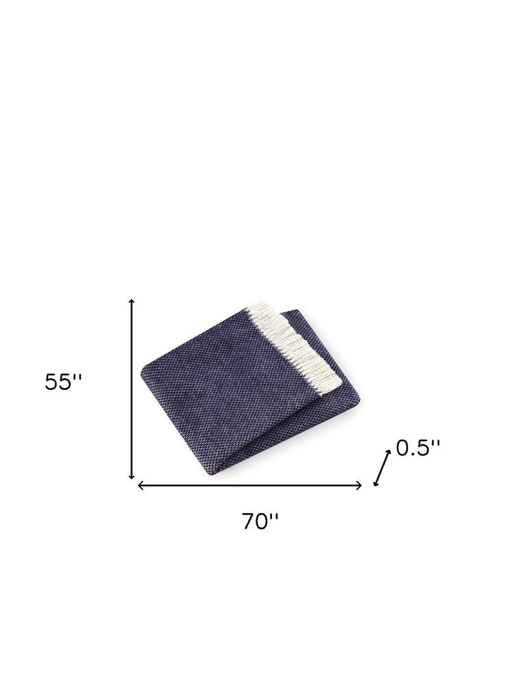 Soft Navy Blue Links Pattern Throw Blanket on a white background