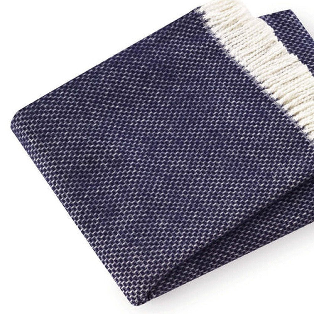 Soft Navy Blue Links Pattern Throw Blanket on a white background