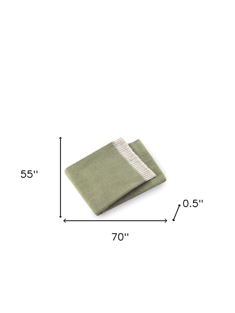 Soft Olive Green Links Pattern Throw Blanket on a white background
