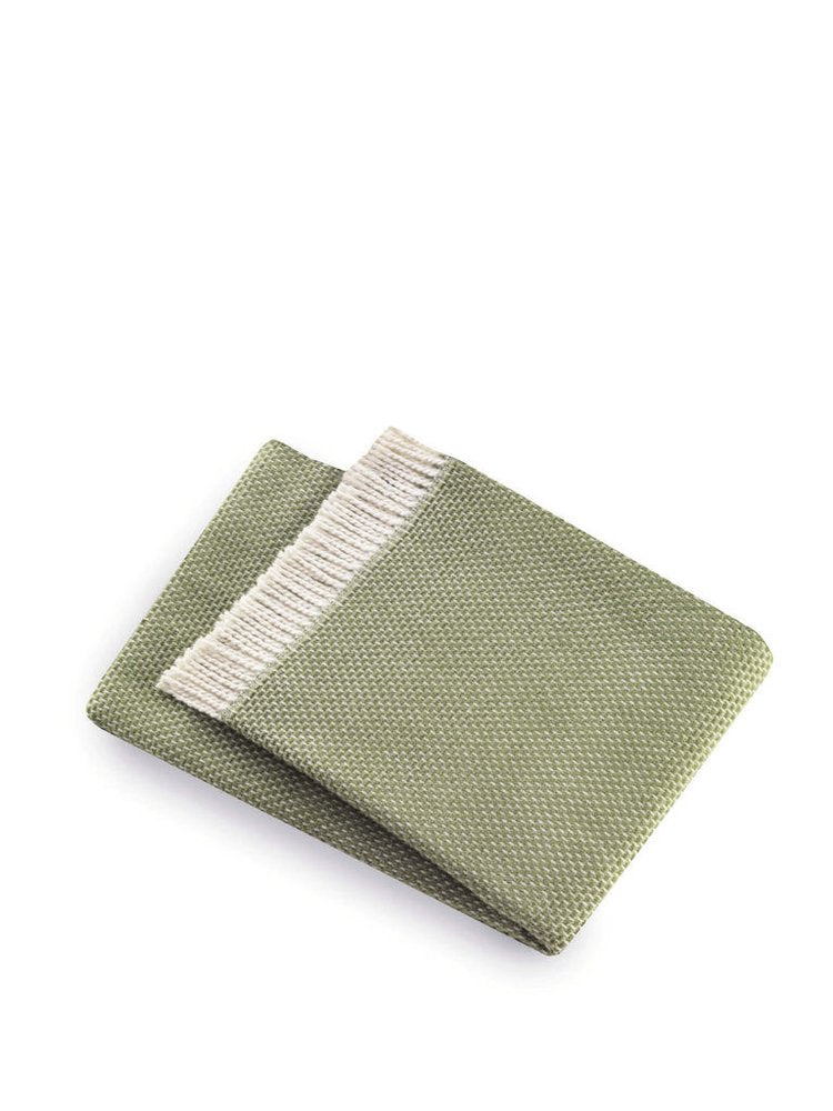 Soft Olive Green Links Pattern Throw Blanket on a white background