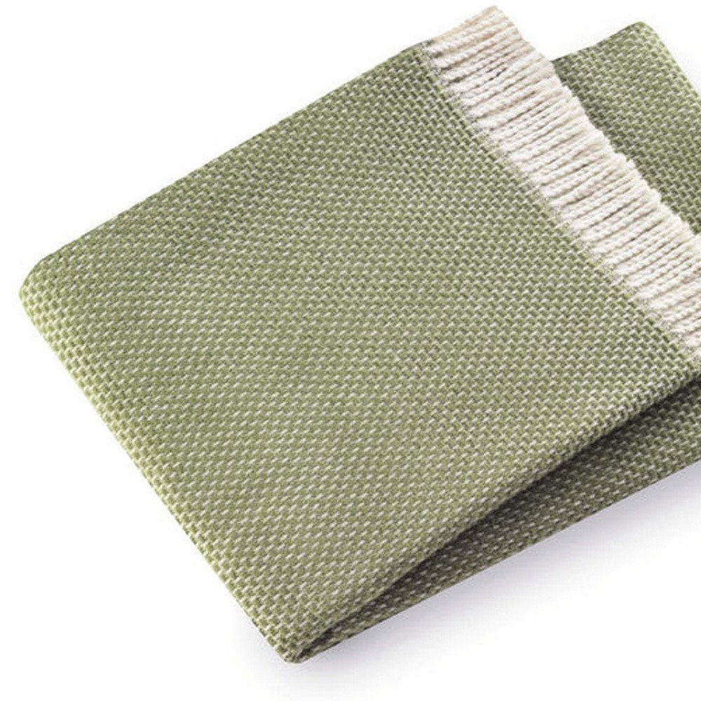 Soft Olive Green Links Pattern Throw Blanket on a white background