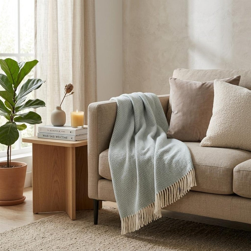 Soft Sky Blue Links Pattern Throw Blanket