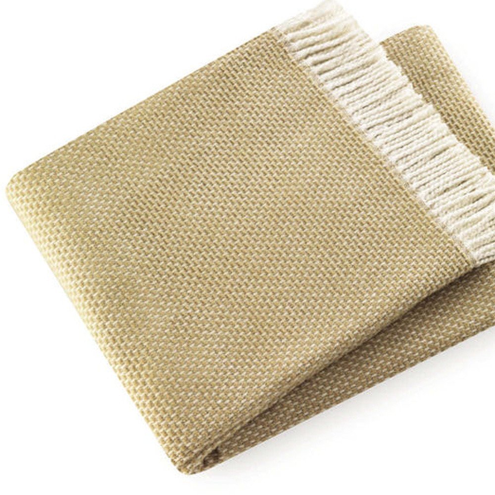 Soft Yellow Stone Links Pattern Throw Blanket on a white background
