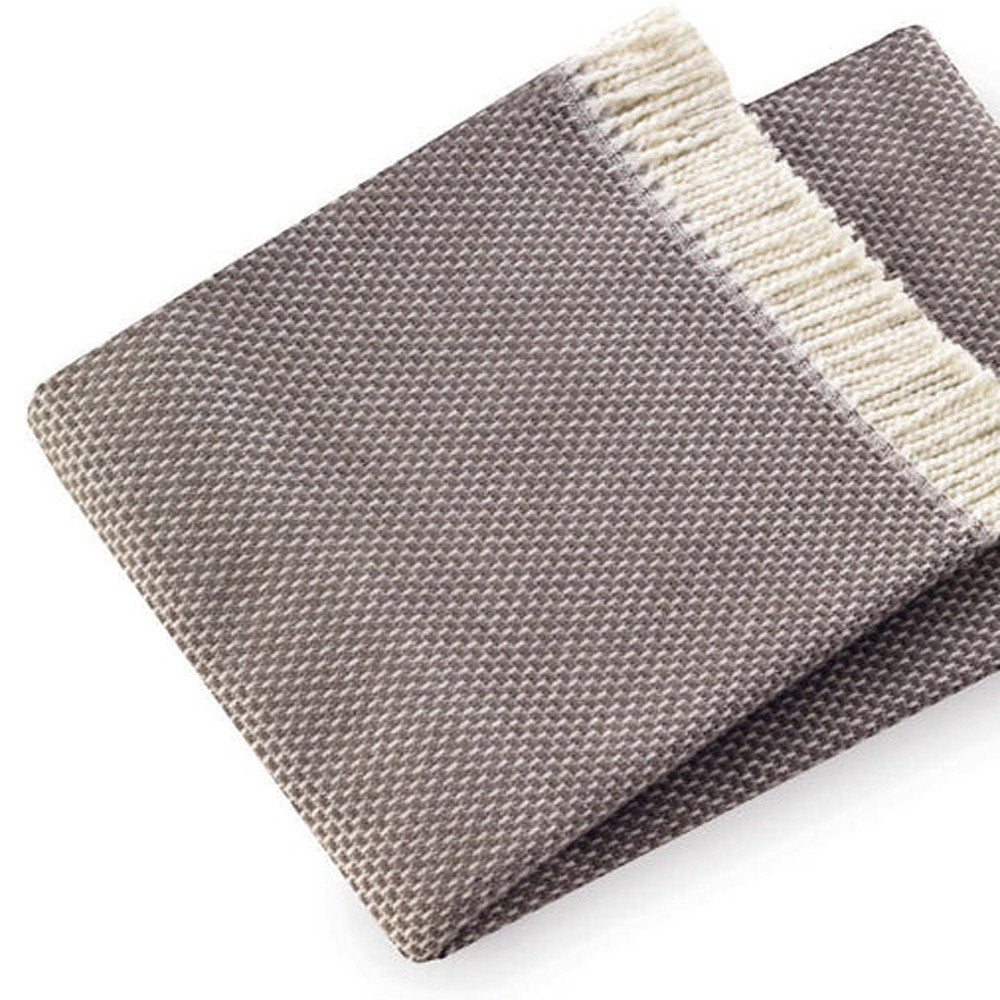 Soft Taupe Links Pattern Throw Blanket on a white background