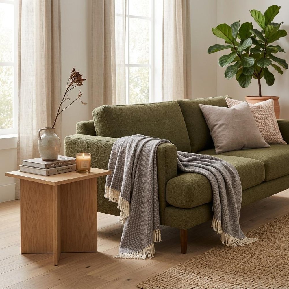 Soft Taupe Links Pattern Throw Blanket