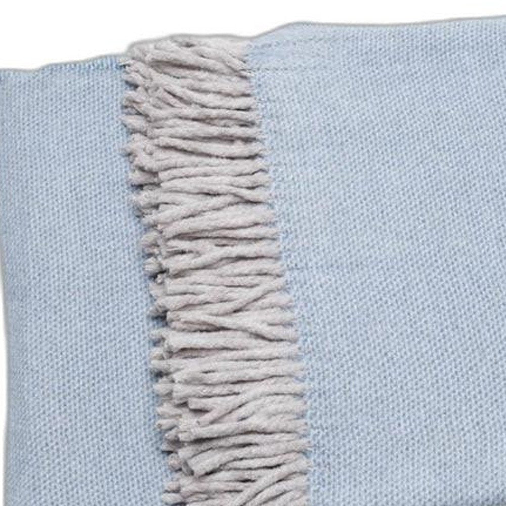 Sky Blue Mini Dot Fringed Throw Blanket close-up detail