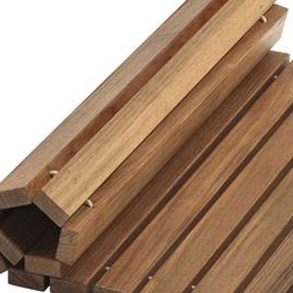 20" Brown Teak Wood Rolling Square Bath Mat. Bath rug in brown teak.