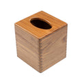 Traditional Solid Teak Square Tissue Box Cover on a white background