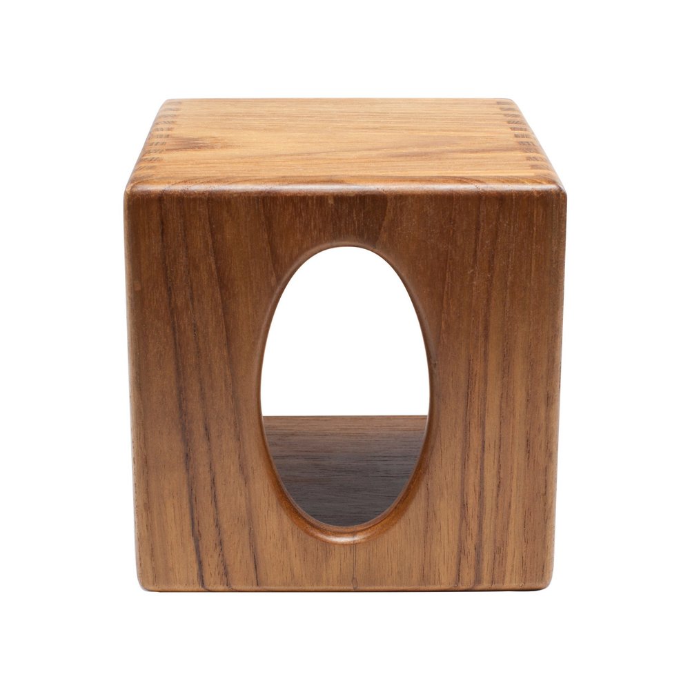 Traditional Solid Teak Square Tissue Box Cover on a white background
