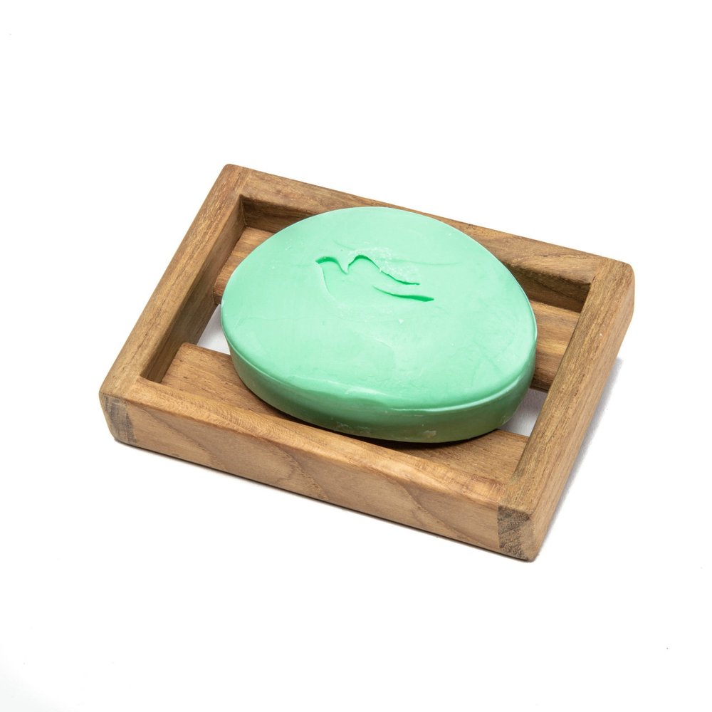Traditional Solid Teak Vanity Soap Dish on a white background