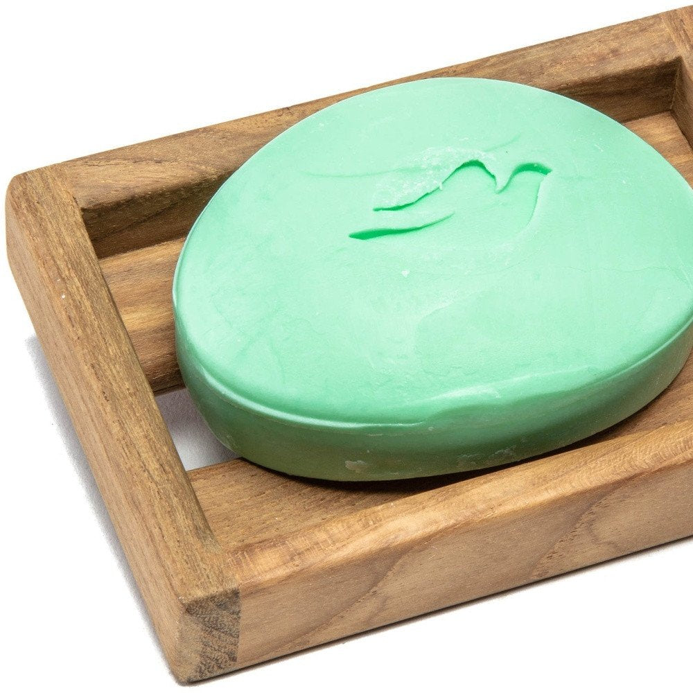 Traditional Solid Teak Vanity Soap Dish on a white background