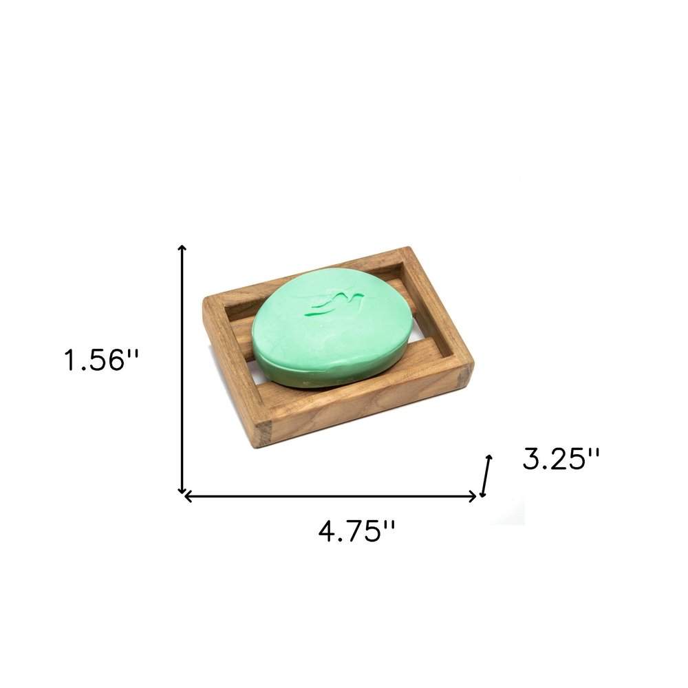 Traditional Solid Teak Vanity Soap Dish on a white background