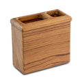 Traditional Solid Teak Rectangular Toothbrush Holder on a white background