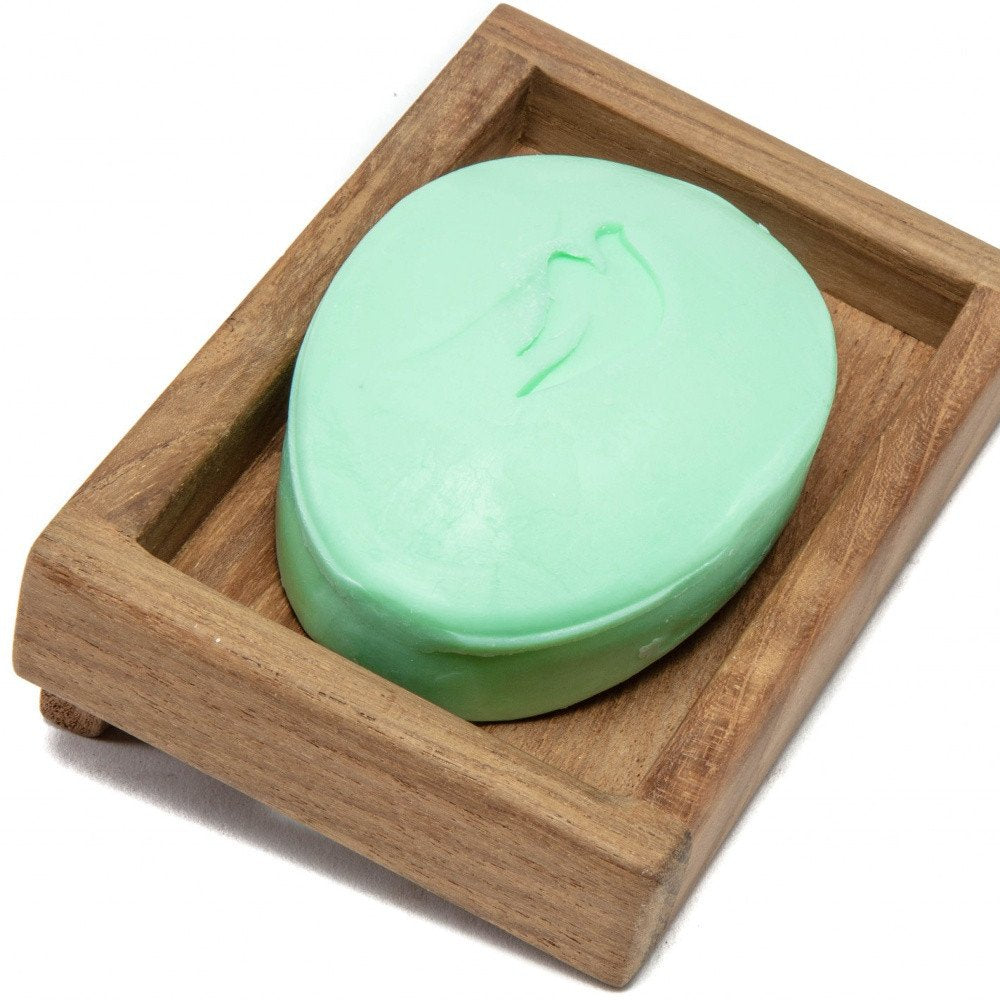 Traditional Solid Teak Wall Mount Soap Dish on a white background