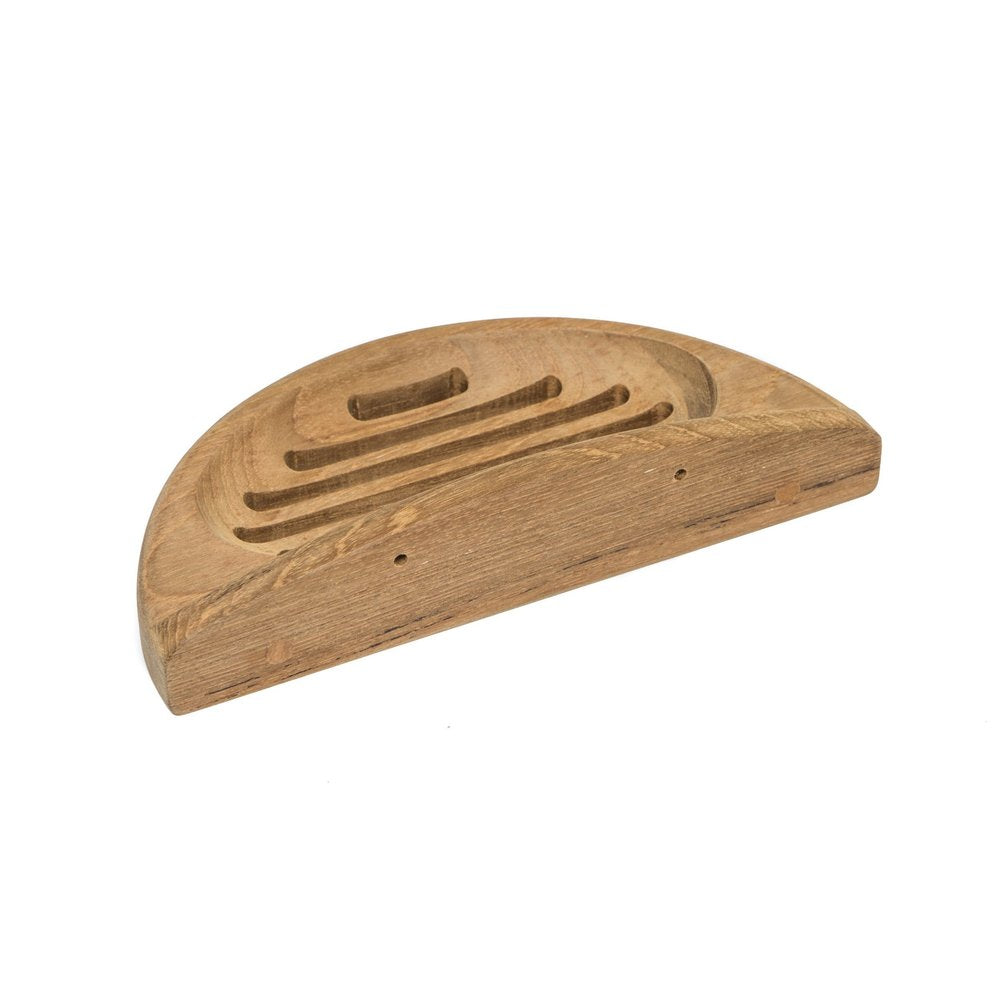 Traditional Solid Teak Wall Mount Oval Soap Dish on a white background