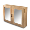 Traditional Solid Teak Double Door Mirrored Medicine Cabinet on a white background