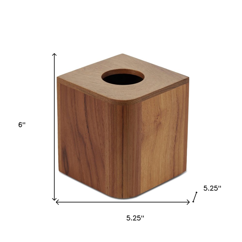 Designer Genuine Teak Tissue Box Cover on a white background