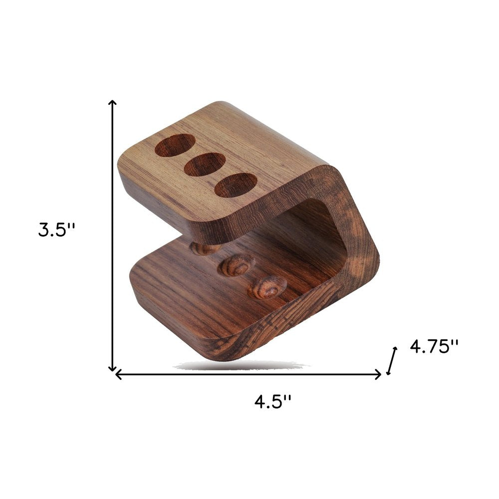 Designer Genuine Teak Toothbrush Holder on a white background
