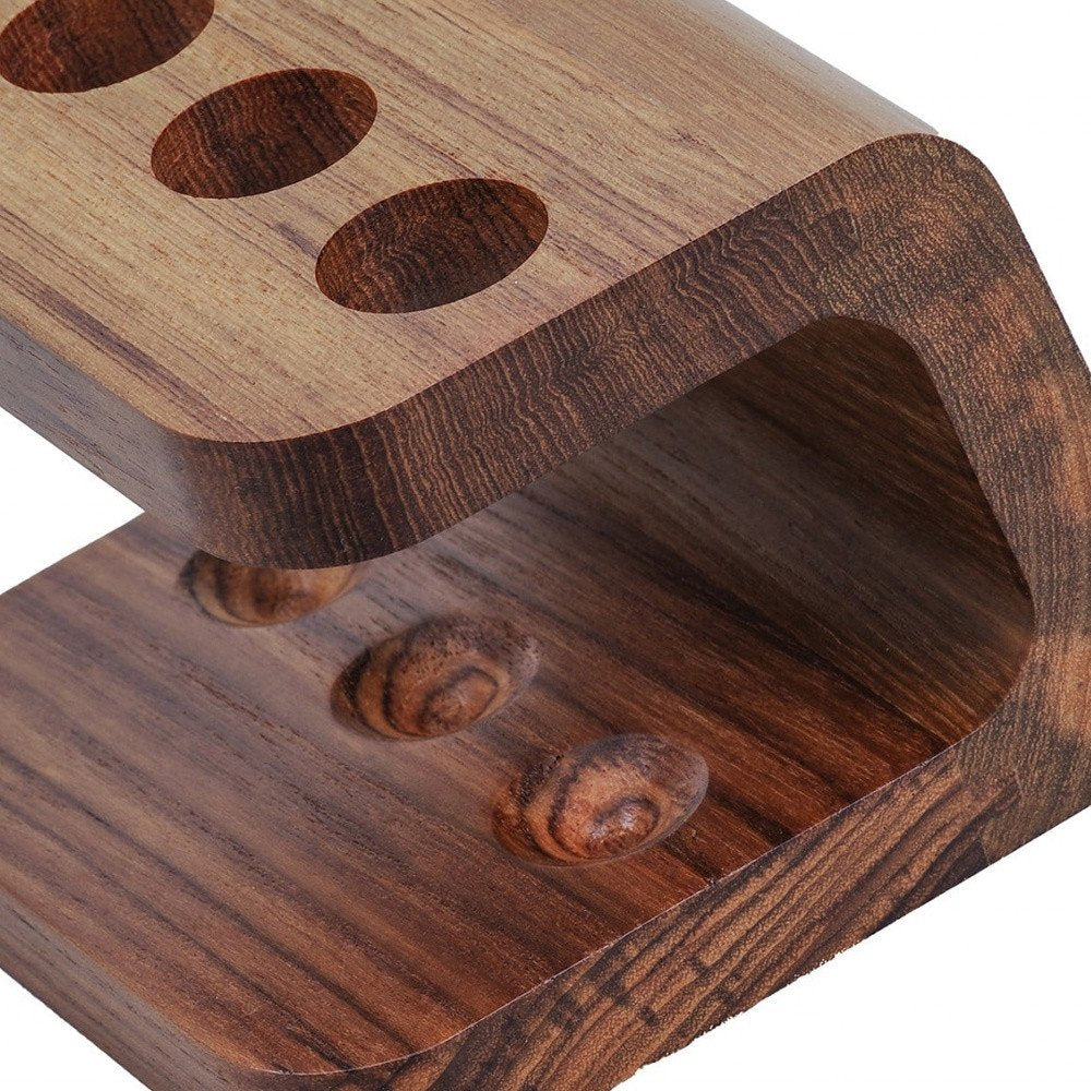 Designer Genuine Teak Toothbrush Holder close-up detail