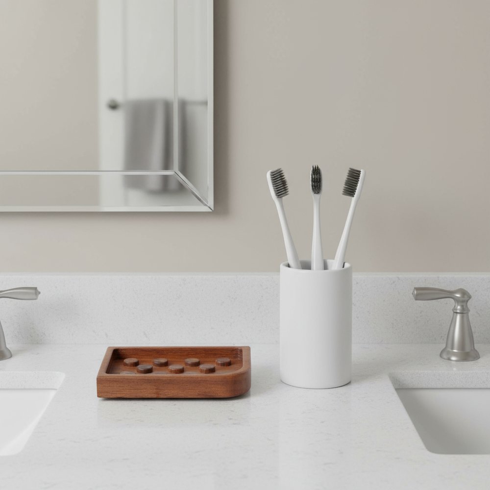 Designer Genuine Teak Soap Dish on a white background