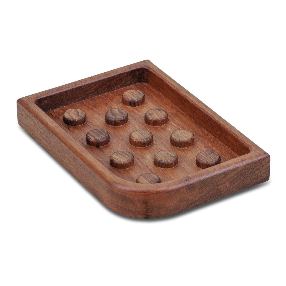 Designer Genuine Teak Soap Dish on a white background