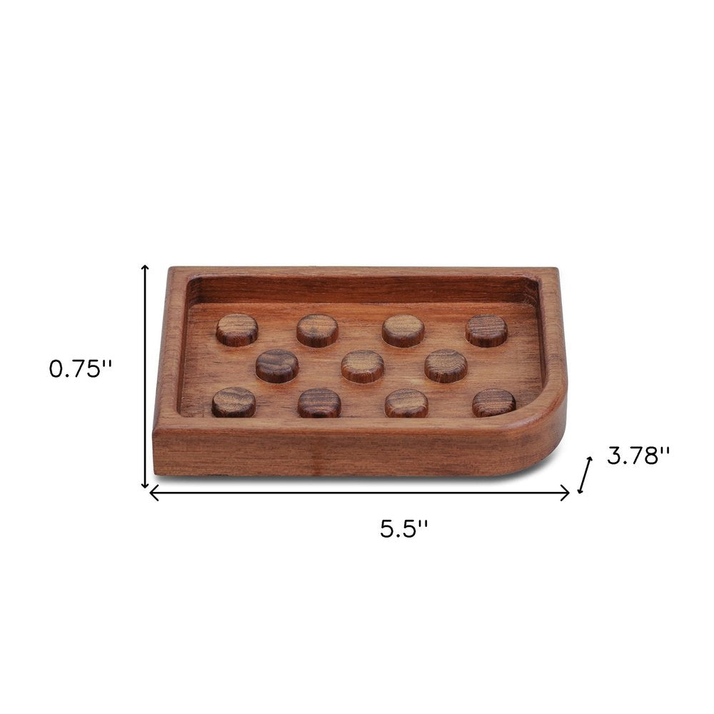 Designer Genuine Teak Soap Dish on a white background
