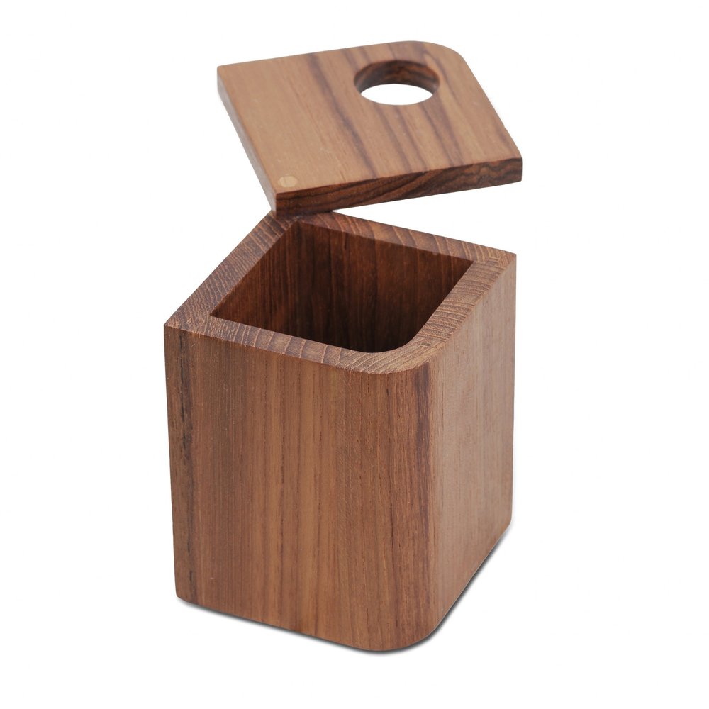 4" Brown Bathroom Storage Container. Bath accessorie isolated on a plain white background, showing its brown color.