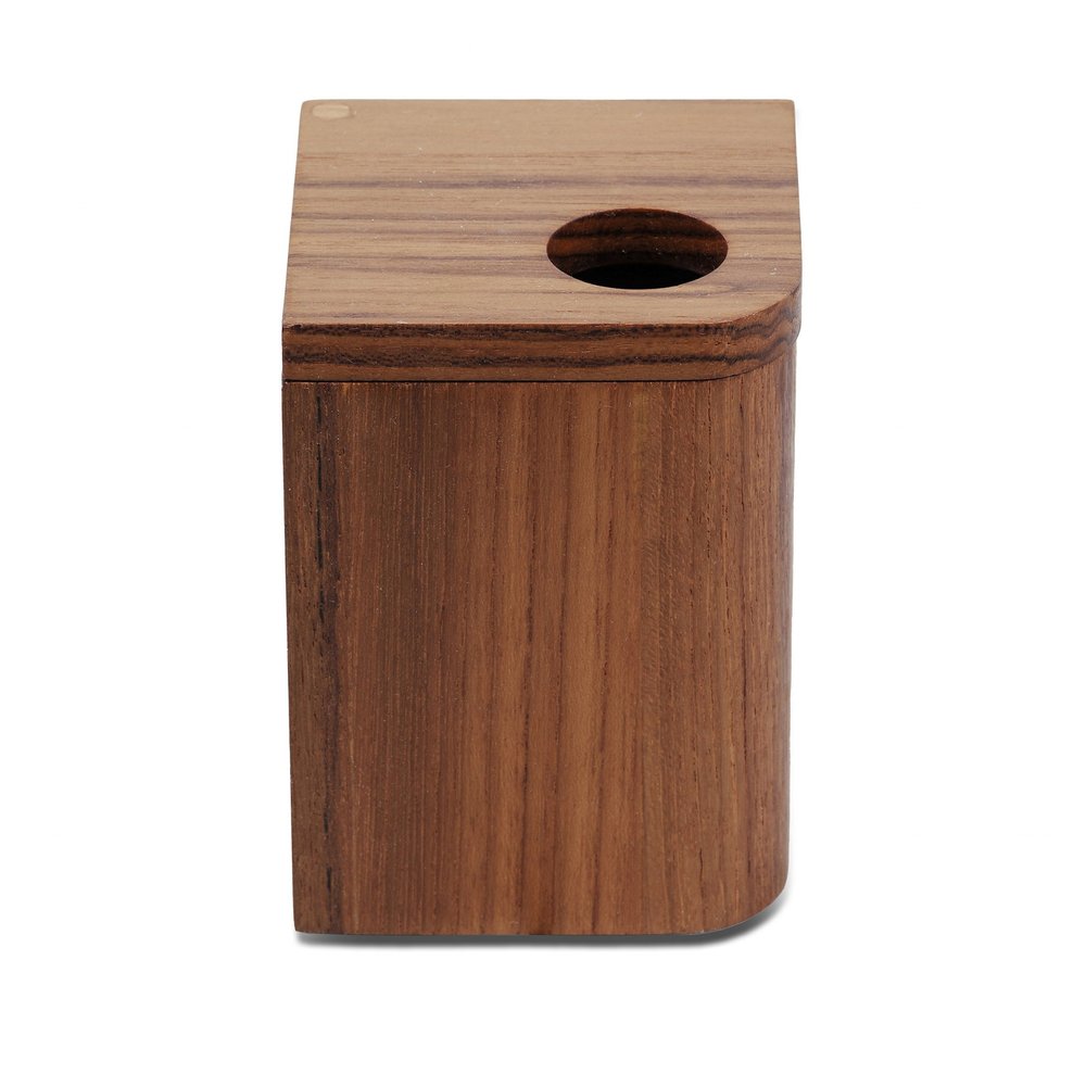 4" Brown Bathroom Storage Container. Bath accessorie isolated on a plain white background, finished in brown.