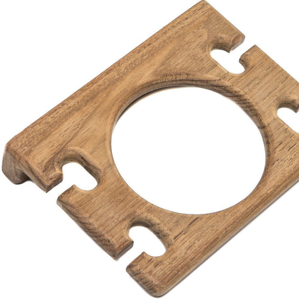 Traditional Solid Teak Wall Mount Cup and Toothbrush Holder on a white background