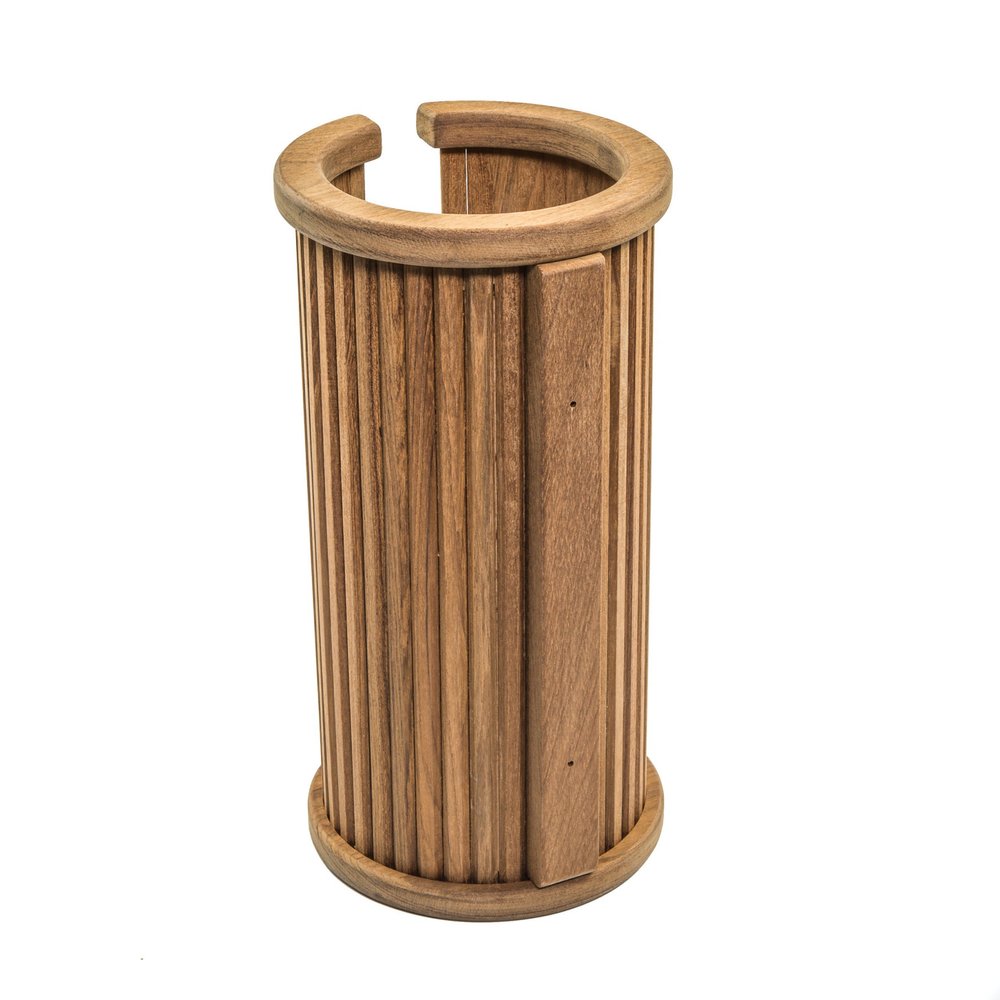 12" Brown Toilet Paper Holder. Bath accessorie isolated on a plain white background, in a brown finish.