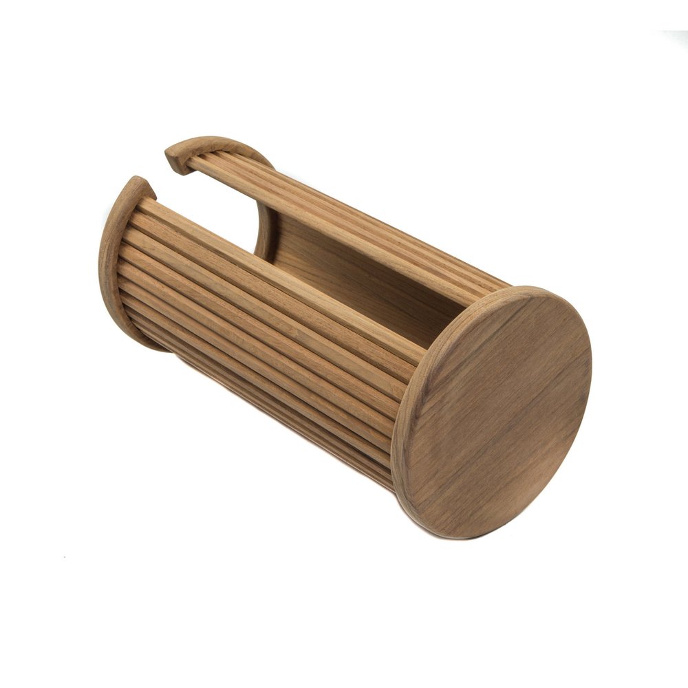 12" Brown Toilet Paper Holder. Bath accessorie isolated on a plain white background, finished in brown.