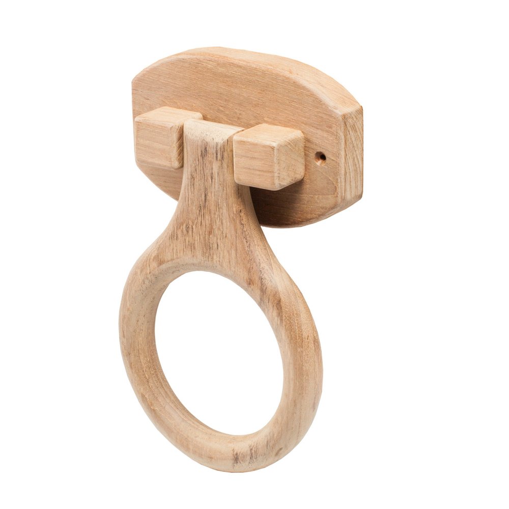 Traditional Solid Teak Heavy Duty Towel Ring on a white background
