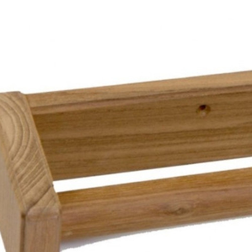 22" Traditional Solid Teak Towel Bar. Bath accessorie isolated on a plain white background, finished in brown teak.