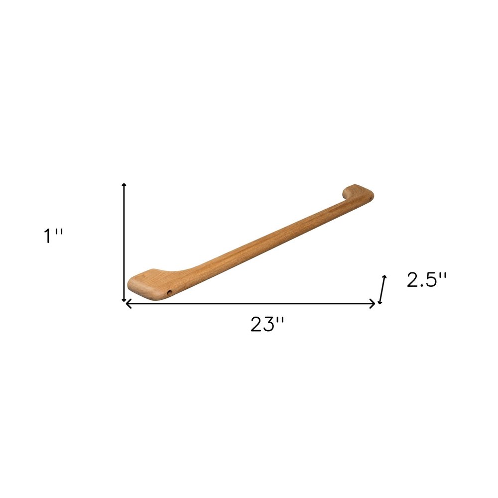 23" Traditional Solid Teak Towel Bar. Bath accessorie isolated on a plain white background, in a brown wood finish.