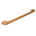 23" Traditional Solid Teak Towel Bar. Bath accessorie isolated on a plain white background, showing a brown wood surface.