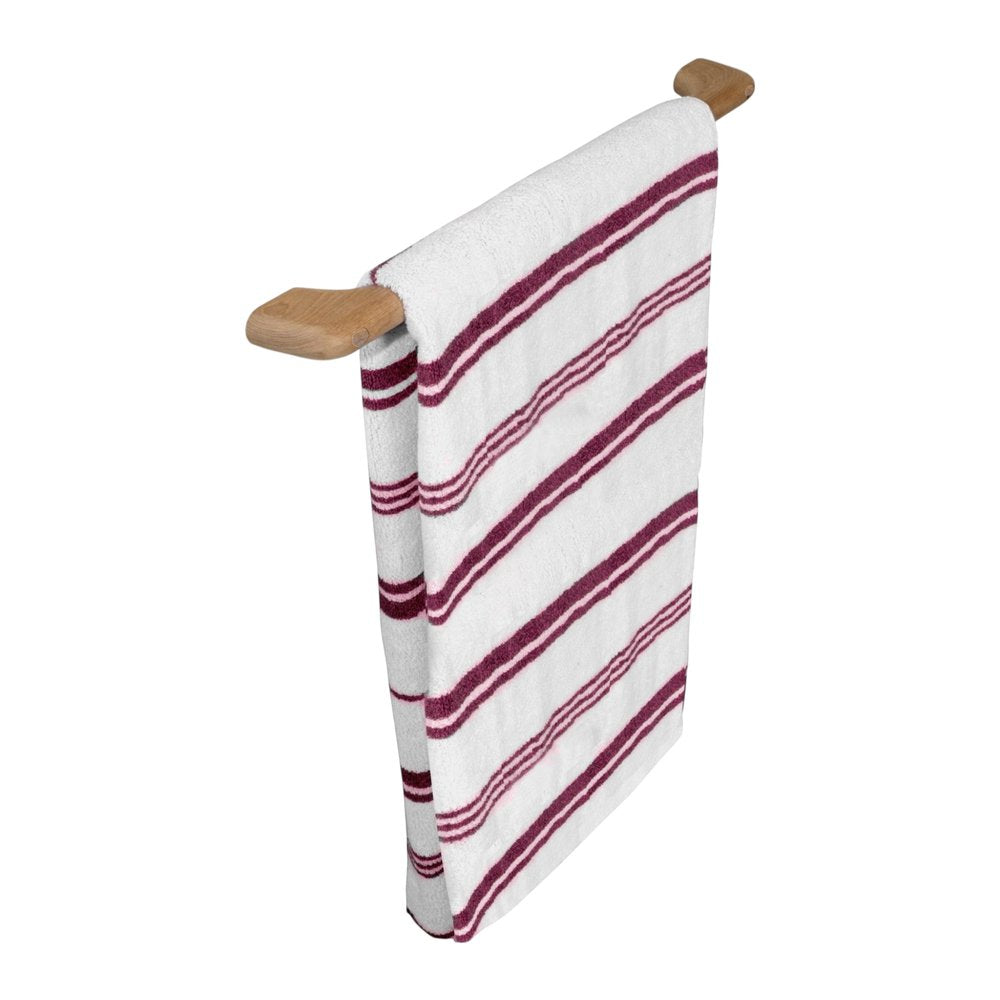23" Traditional Solid Teak Towel Bar. Bath accessorie isolated on a plain white background, in a brown wood finish.
