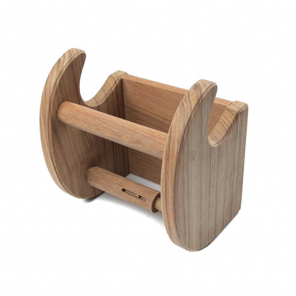 6" Brown Toilet Paper Holder. Bath accessorie isolated on a plain white background, in a brown finish.