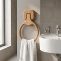 Natural Solid Teak Wood Wall Mount Towel Ring