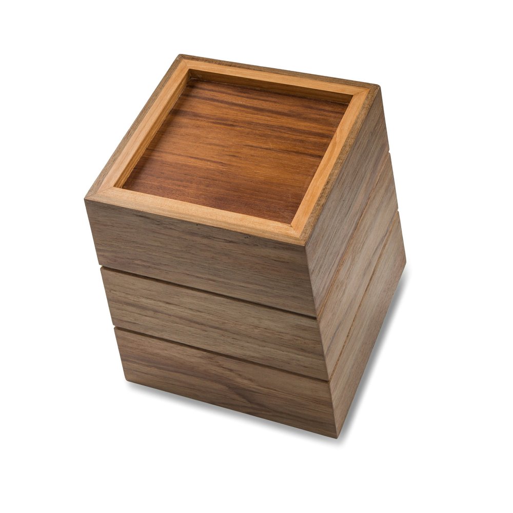 12" Brown Waste Basket. Bath accessorie isolated on a plain white background, finished in brown.