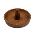 Traditional Solid Teak Ring Cone Jewelry Dish on a white background