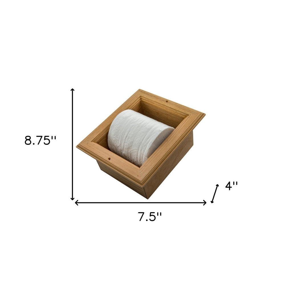 Traditional Solid Teak Recessed Wall Mount Toilet Paper Holder on a white background