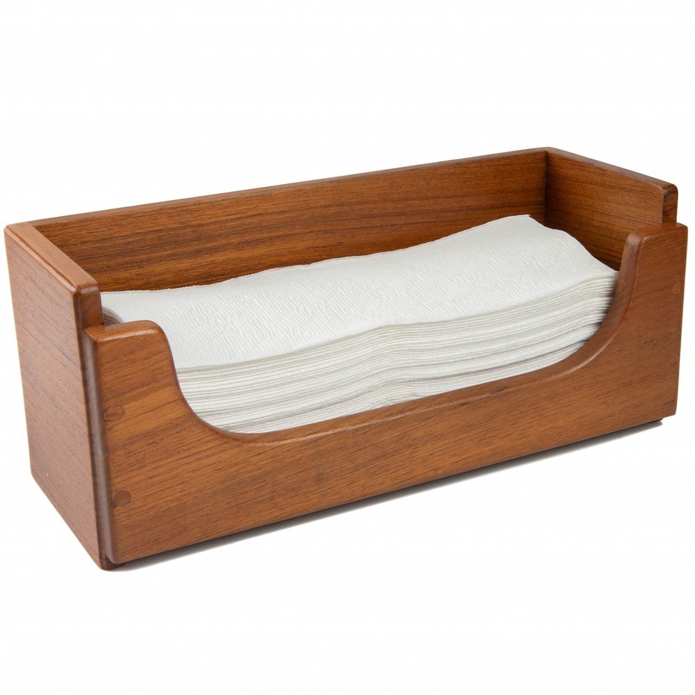 Traditional Solid Teak Guest Paper Towel Holder on a white background