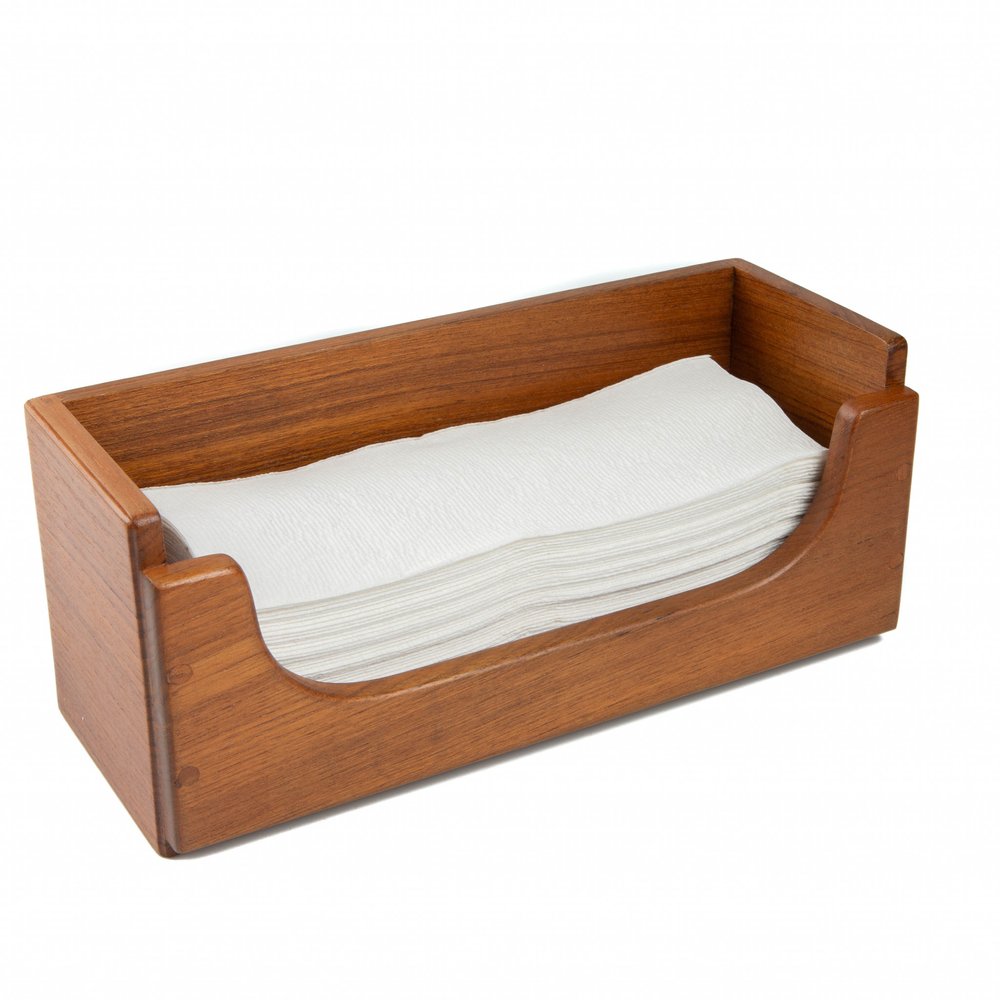 Traditional Solid Teak Guest Paper Towel Holder on a white background