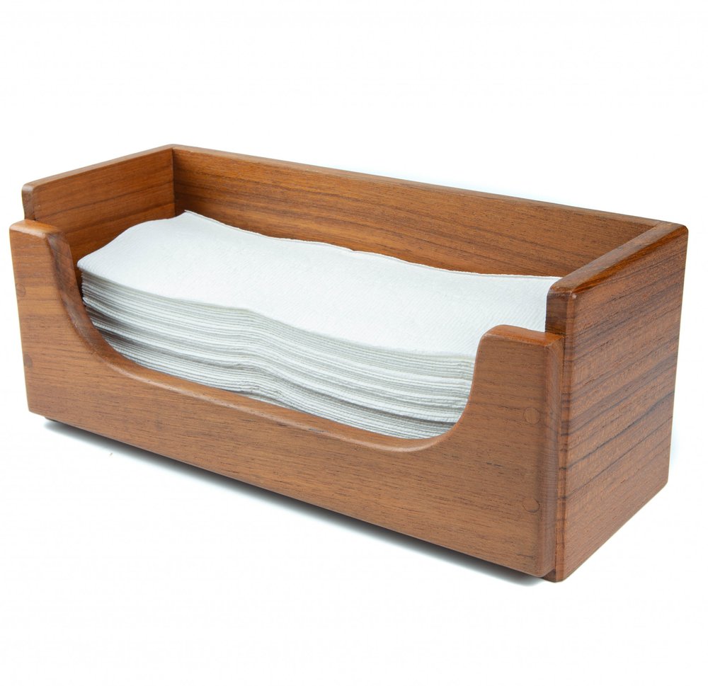 Traditional Solid Teak Guest Paper Towel Holder on a white background