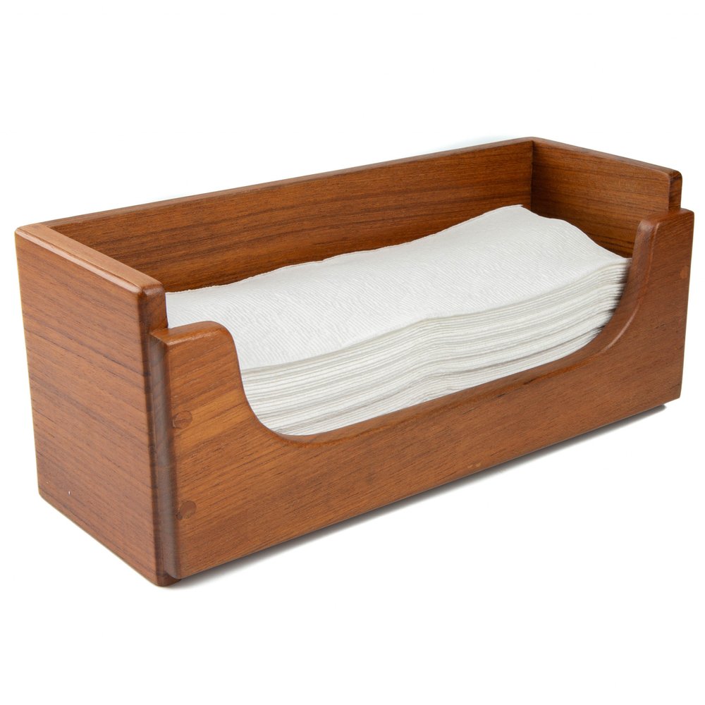 Traditional Solid Teak Guest Paper Towel Holder on a white background